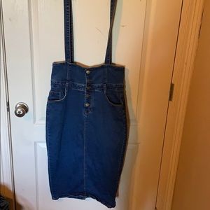 Denim Suspender Skirt